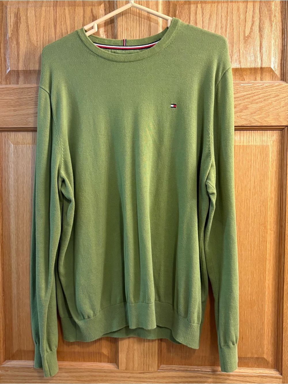 Tommy Hilfiger Jumper Sweater Crew Neck Green Pull Over 100% Cotton Mens Size XL